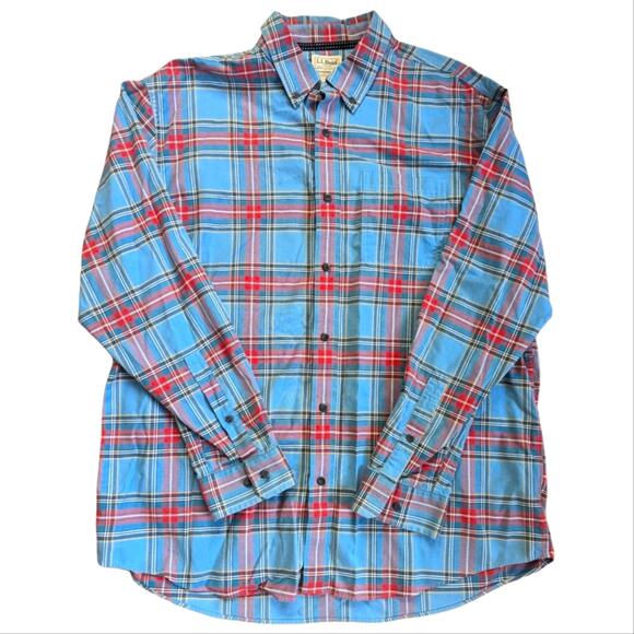 L.L. Bean Mens Traditional Fit Long Sleeve Blue Plaid Button Down Casual Shirt - Picture 1 of 4